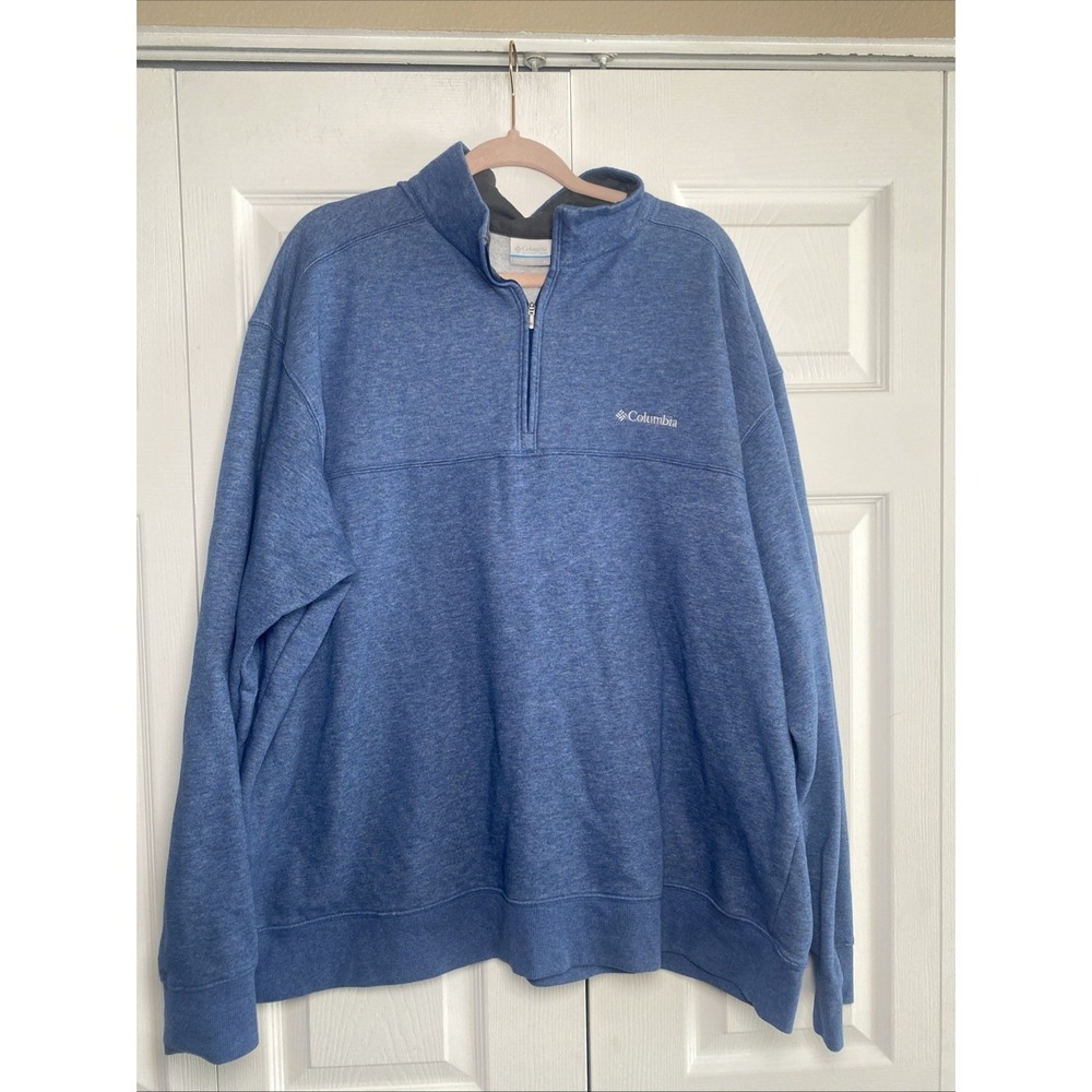 Columbia Quarter Zip Pullover Mens Size 3X Blue Fleece Sweater Activewear Gorp